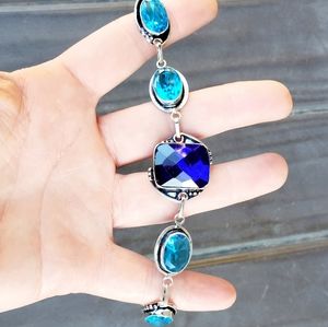 New Rainbow and Blue Topaz 925 Silver Bracelet.